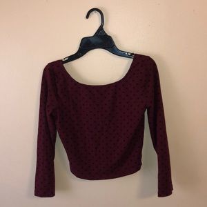 Crop Top - Maroon w/ polka dots